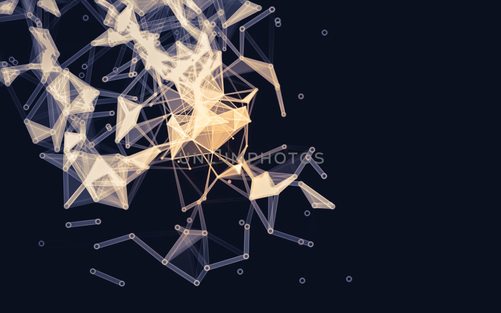 Abstract polygonal space low poly dark background with connecting dots and lines. Connection structure.