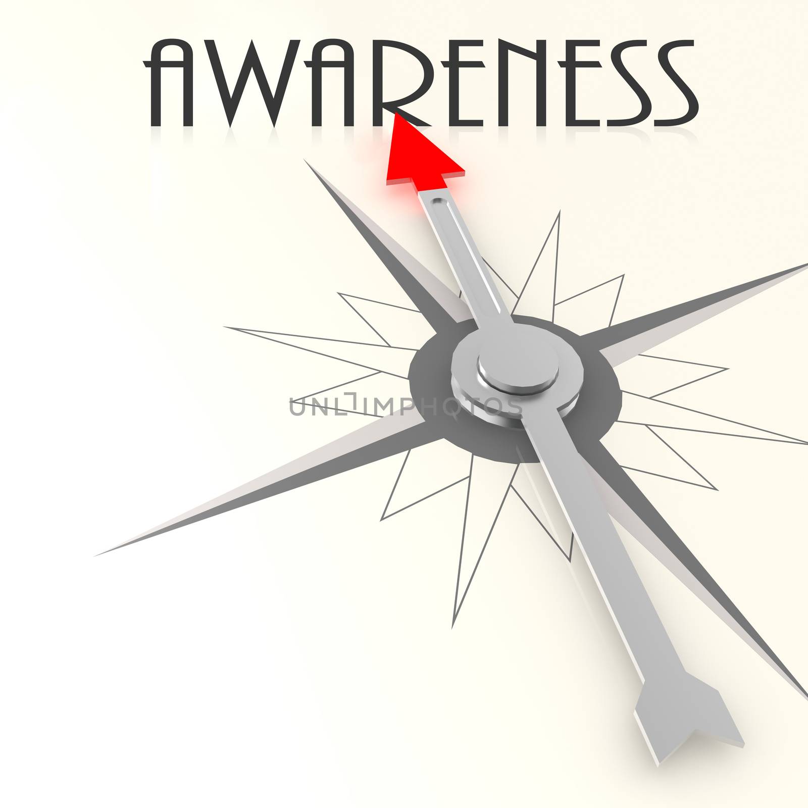 Compass with awareness word image with hi-res rendered artwork that could be used for any graphic design.