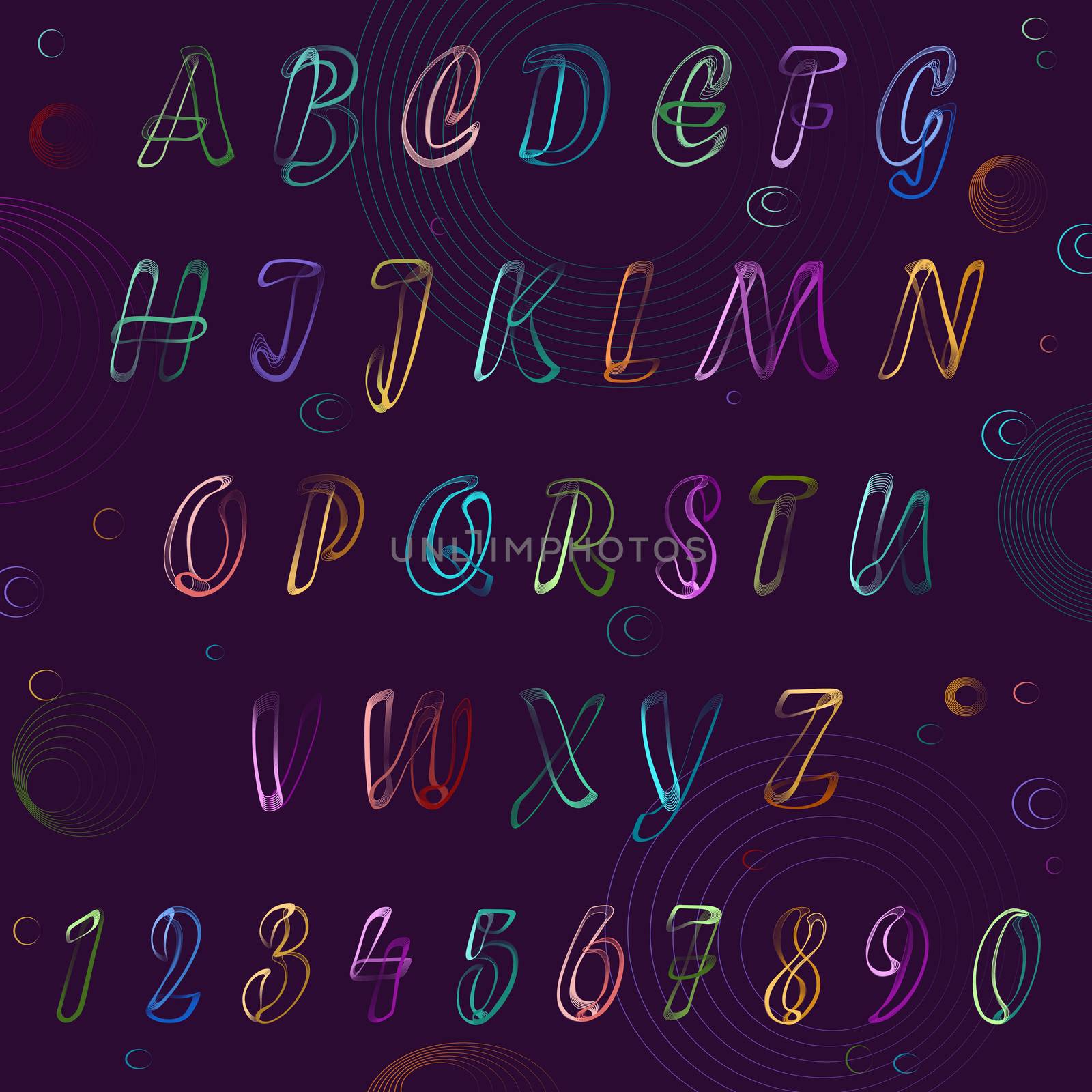 Neon Space Alphabet. Illustration