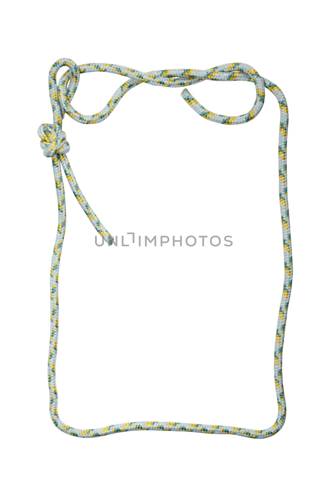 Picture frame made from rope. Isolated on white with clipping path