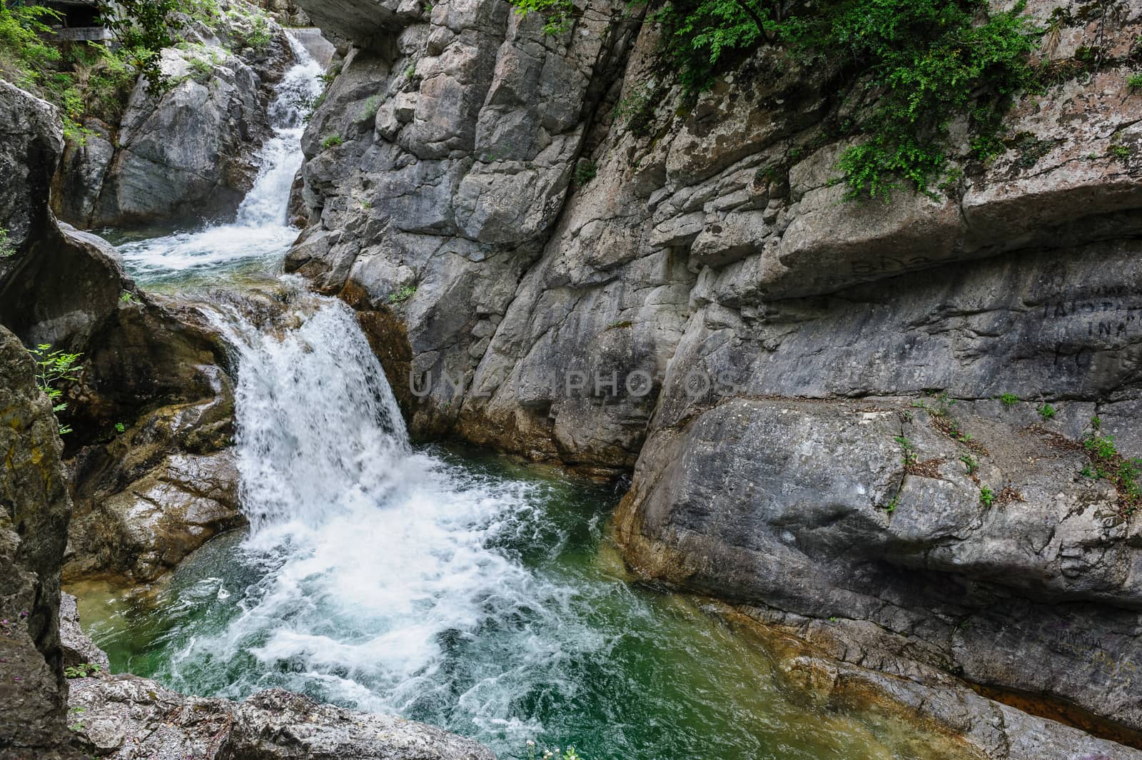 Waterfall in Olympus Mountains, highest in the Greece