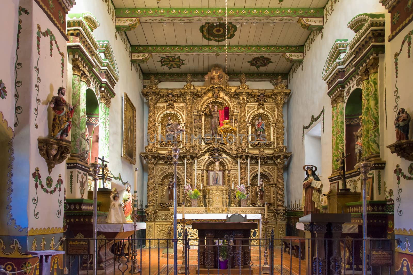 SAN JUAN CAPISTRANO, CA/USA - APRIL 2, 2016: Mission San Juan Capistrano chapel.Mission San Juan Capistrano was a Spanish mission in in present-day San Juan Capistrano, California.