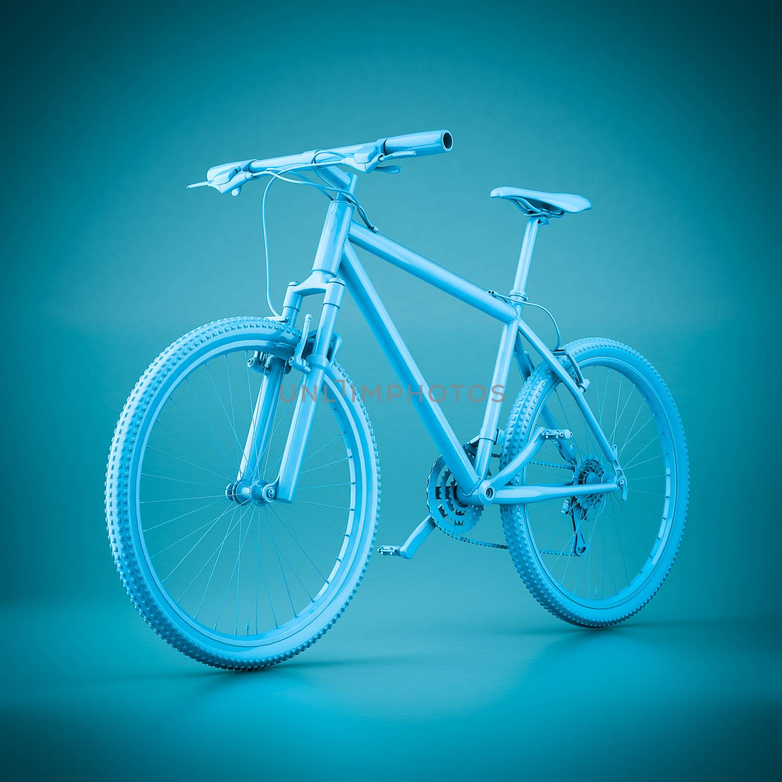 3D rendering mountain bike on a blue background