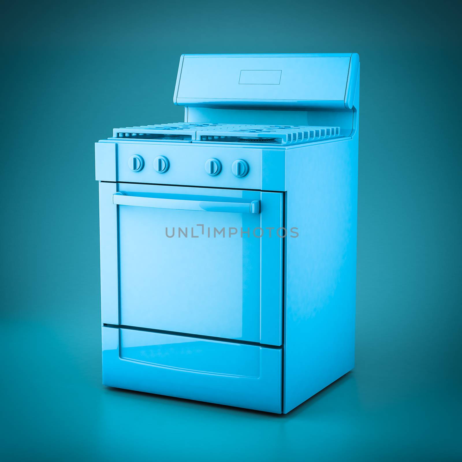 3D rendering household appliances on a blue background