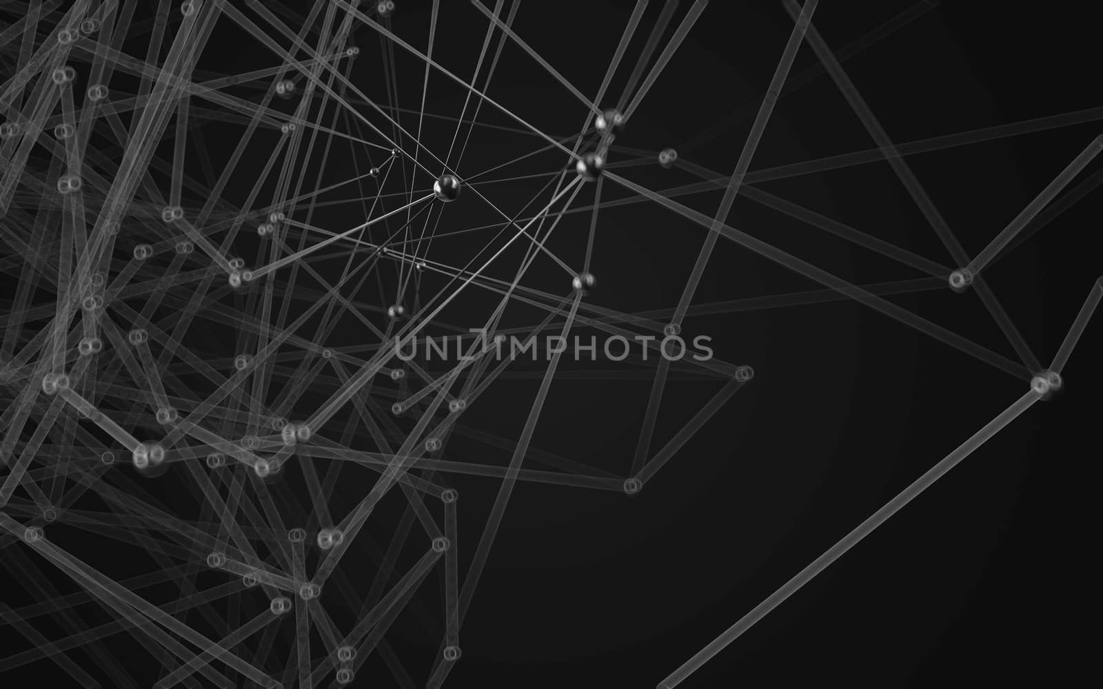 Abstract polygonal space low poly dark background with connecting dots and lines. Connection structure.