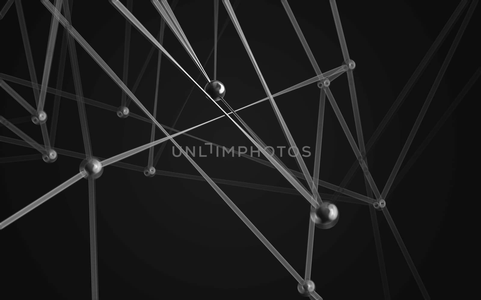 Abstract polygonal space low poly dark background with connecting dots and lines. Connection structure.