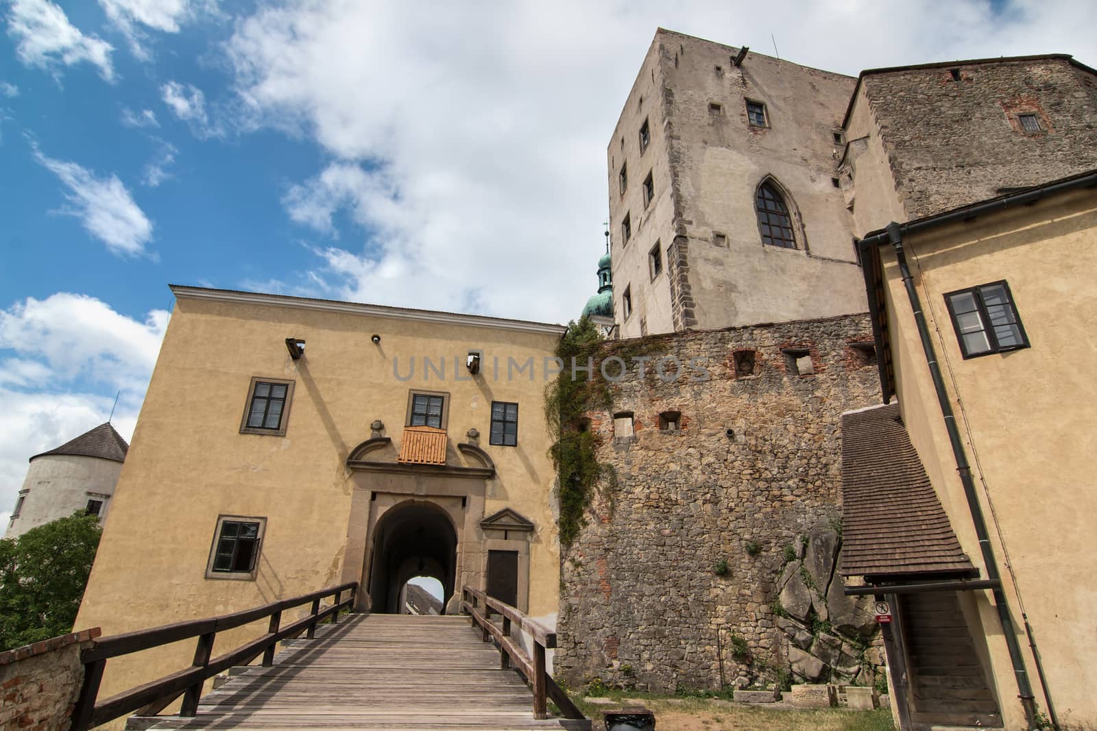 The Buchlov castle is a royal castle that along with Bare Hill and Saint Barbara’s Chapel belongs to significant dominants of Chriby mountains in Moravian Slovakia, which is a region in south-eastern Moravia in the Czech Republic. The castle was built approximately in the first part of the 13th century. 
Buchlov castle, Moravia, Czech republic.