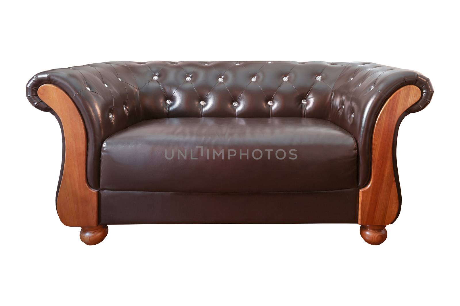 vintage Classic Brown leather armchair isolated on white backgro by FrameAngel