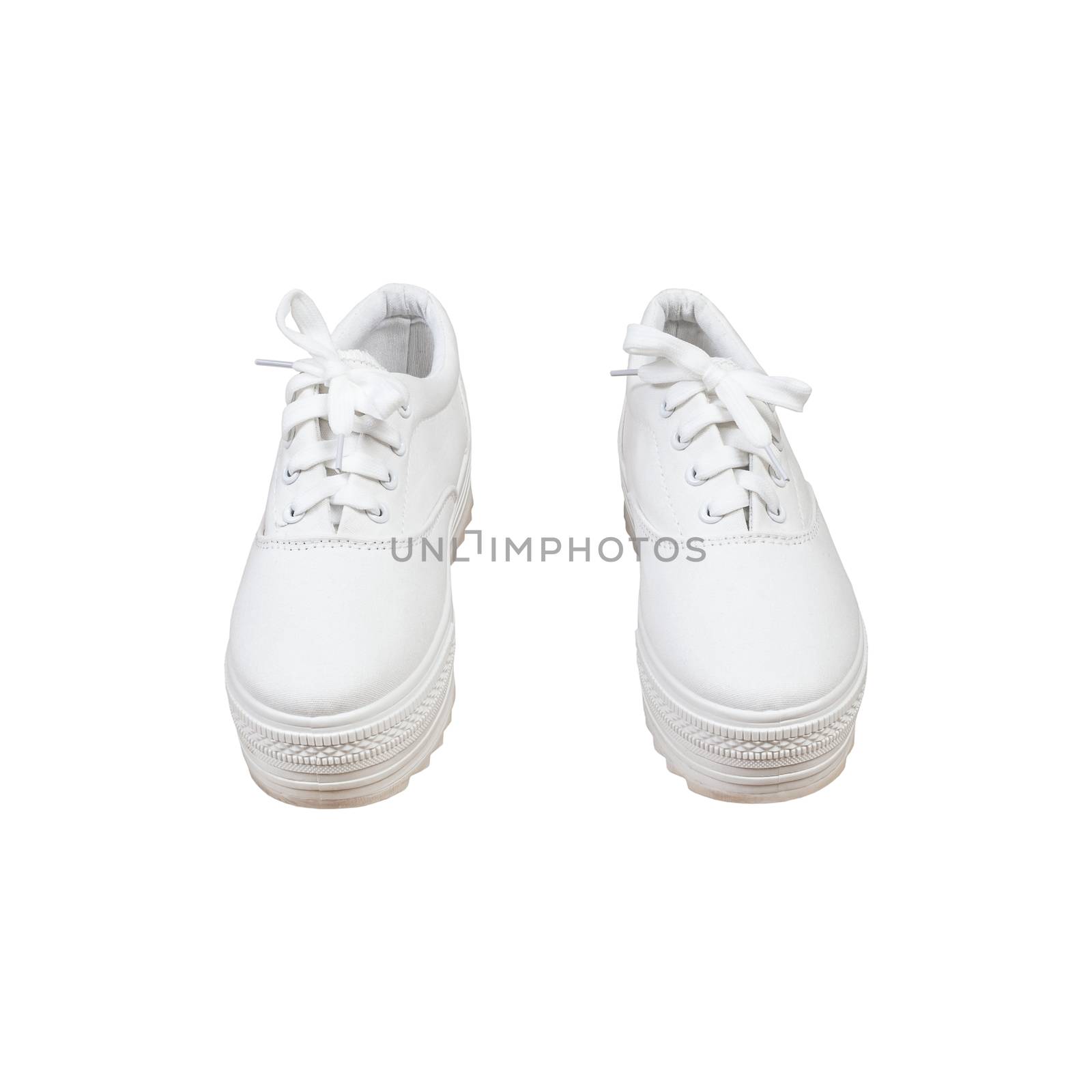 Pair sneakers, white color isolated background by FrameAngel