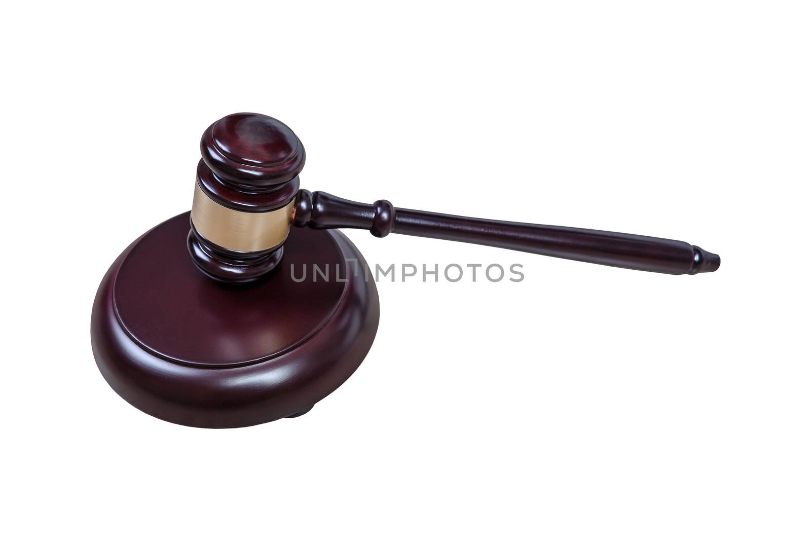 Justice hammer or judge gavel made from wooden isolated on white background