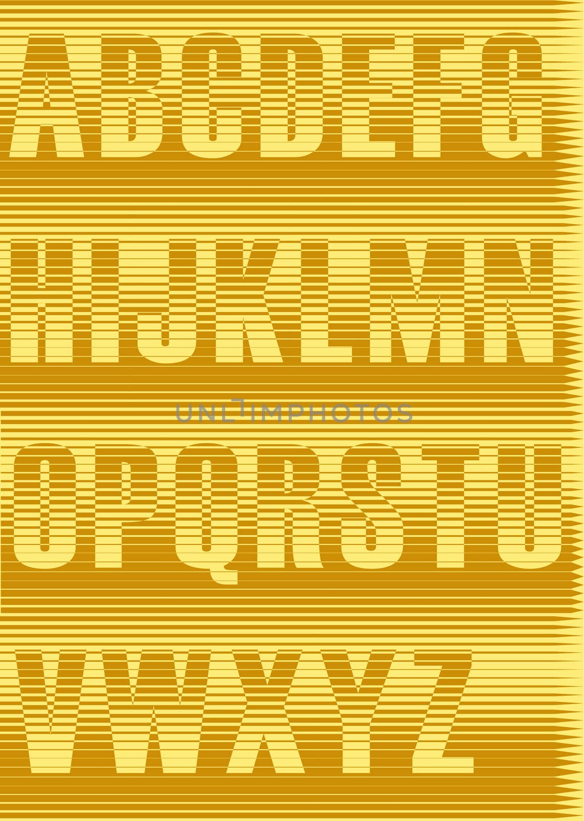Striped  Yellow Alphabet. Illustration