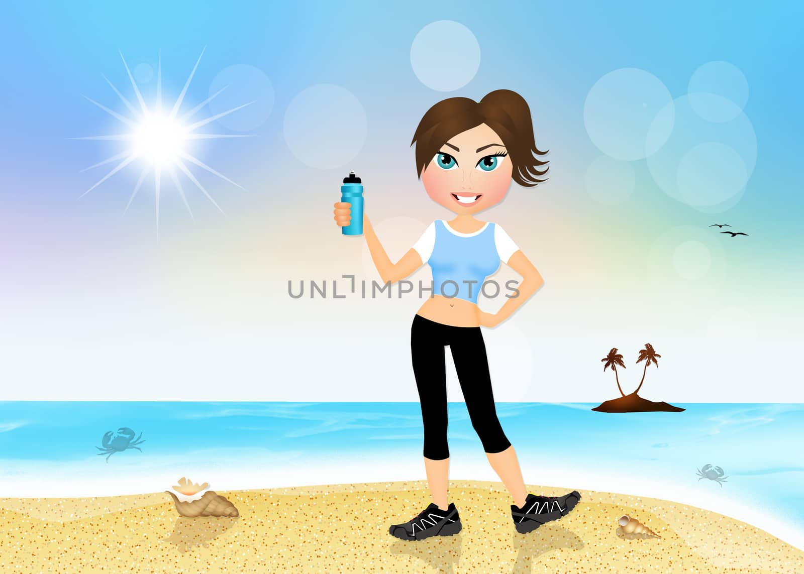 girl running on the beach by adrenalina