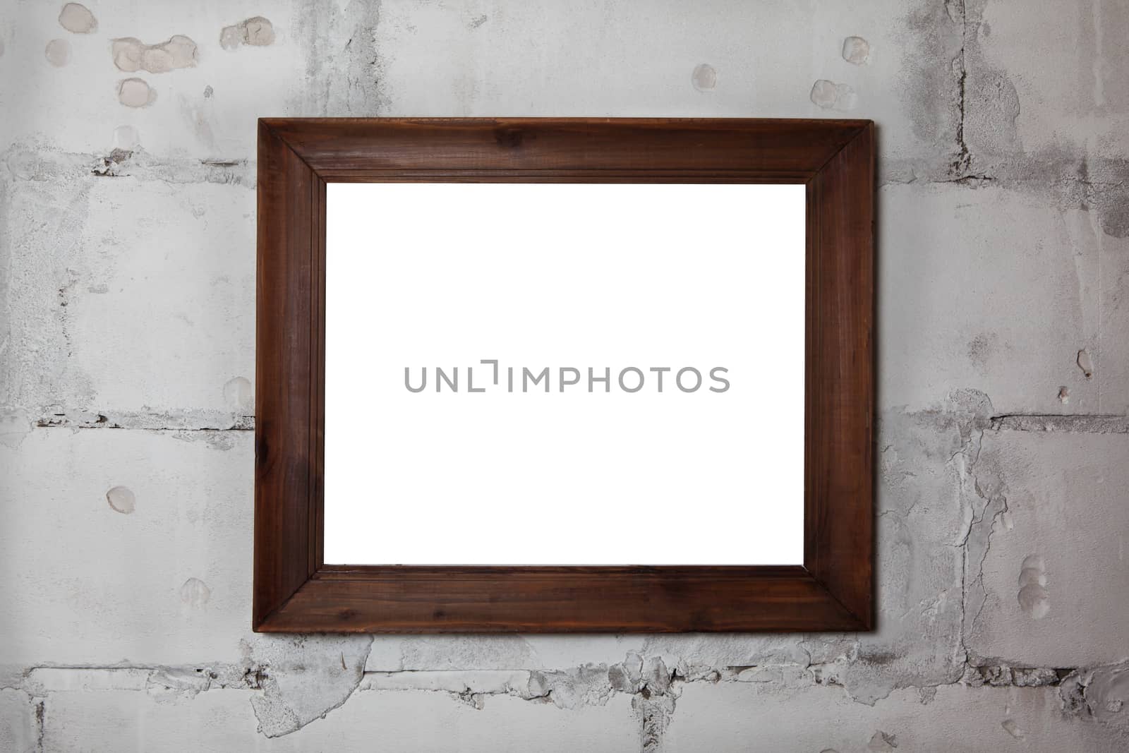 room interior vintage wall, wood floor and white blank placard background
