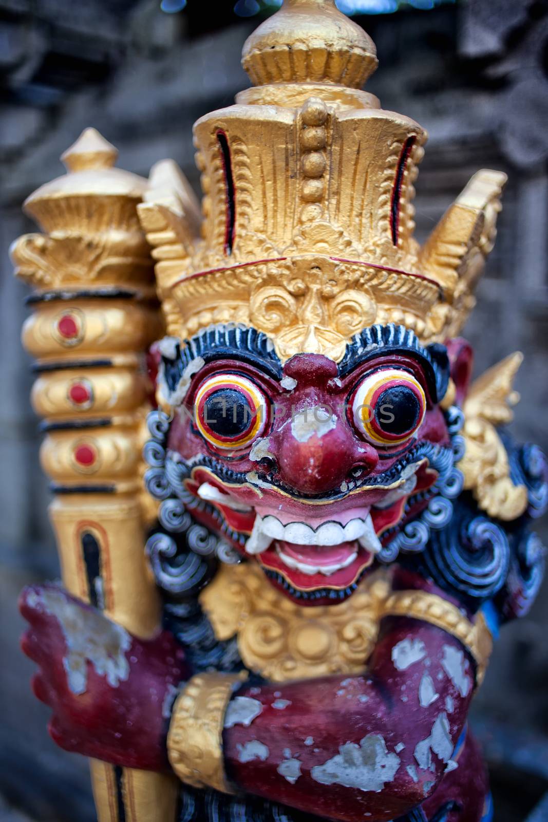 Balinese Hindu statue on the street in Ubud, Gianyar, Bali