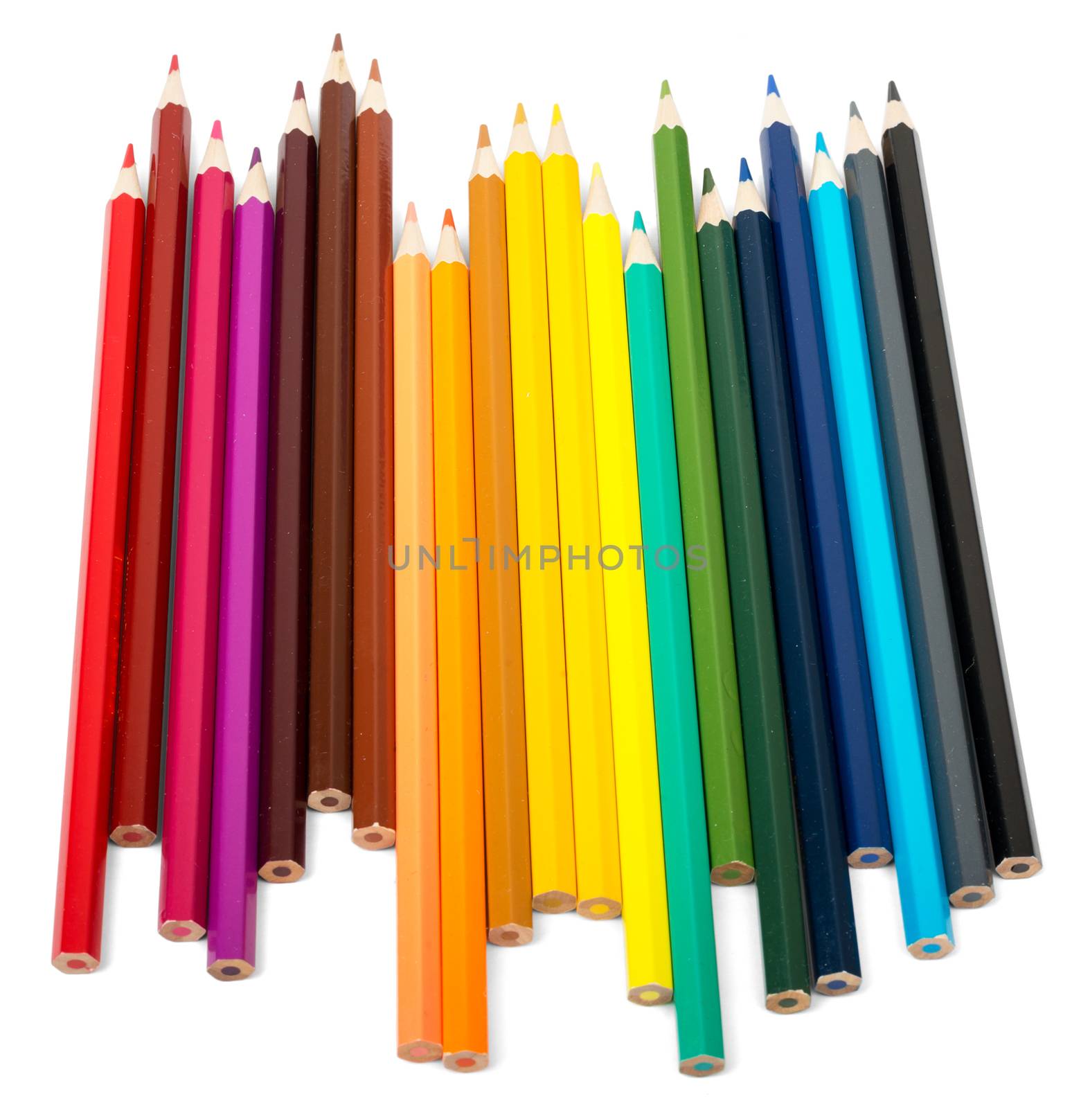 Colorful crayons on white by cherezoff