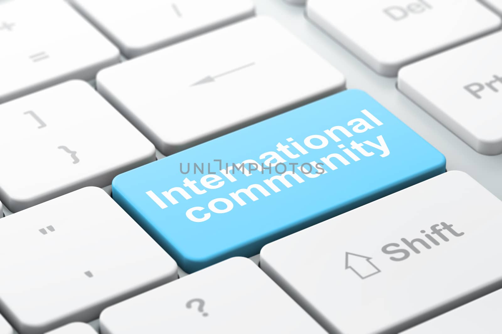 Political concept: International Community on computer keyboard background by maxkabakov