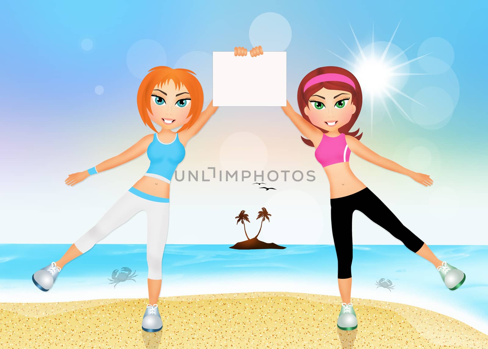 illustration of sporty girls