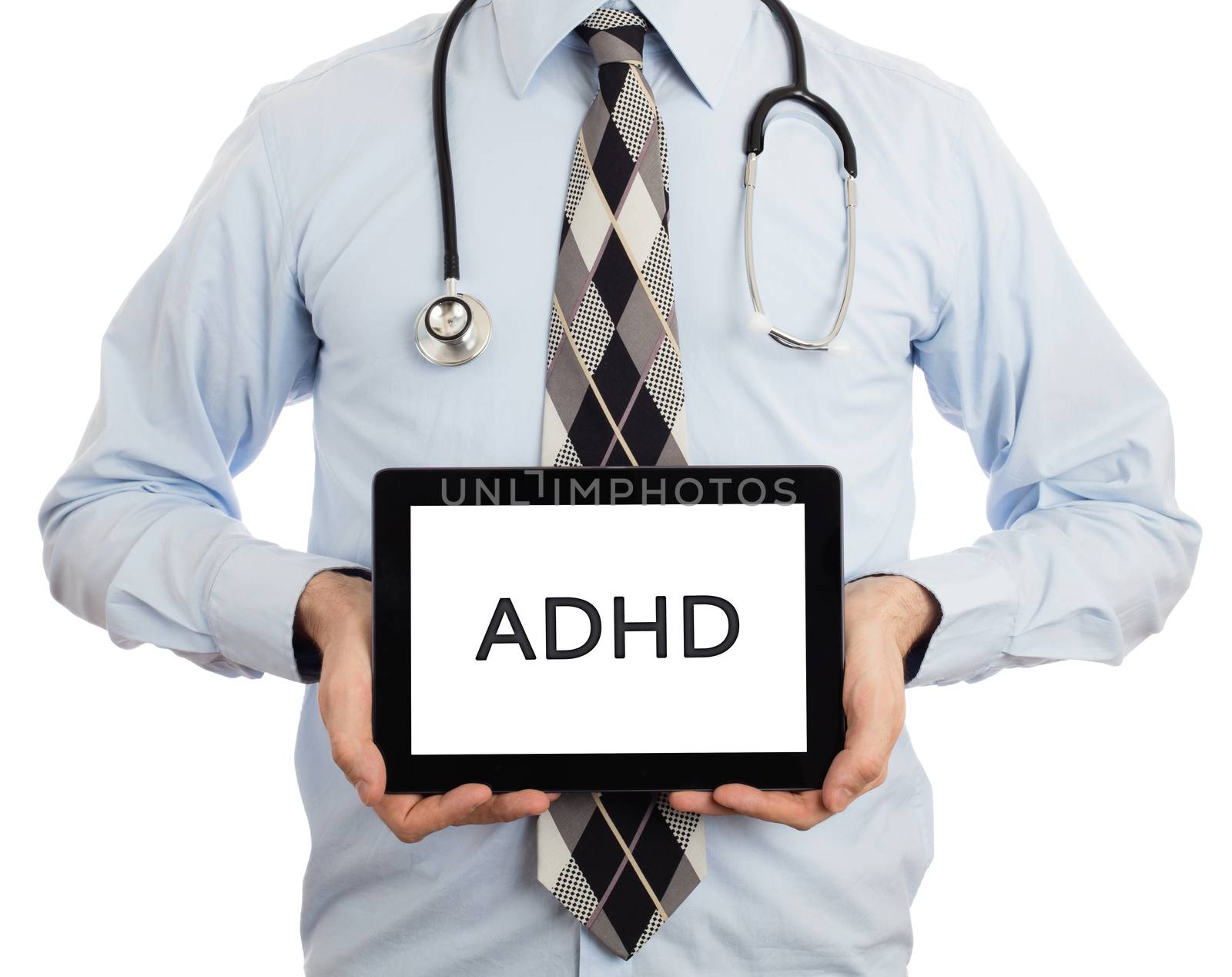 Doctor holding tablet - ADHD by michaklootwijk