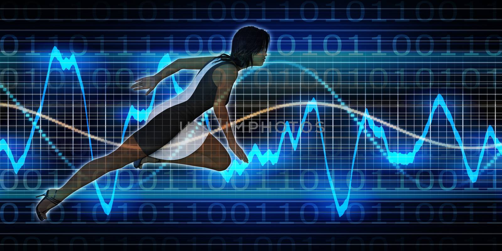 Successful Business with Black Woman and Graph Background