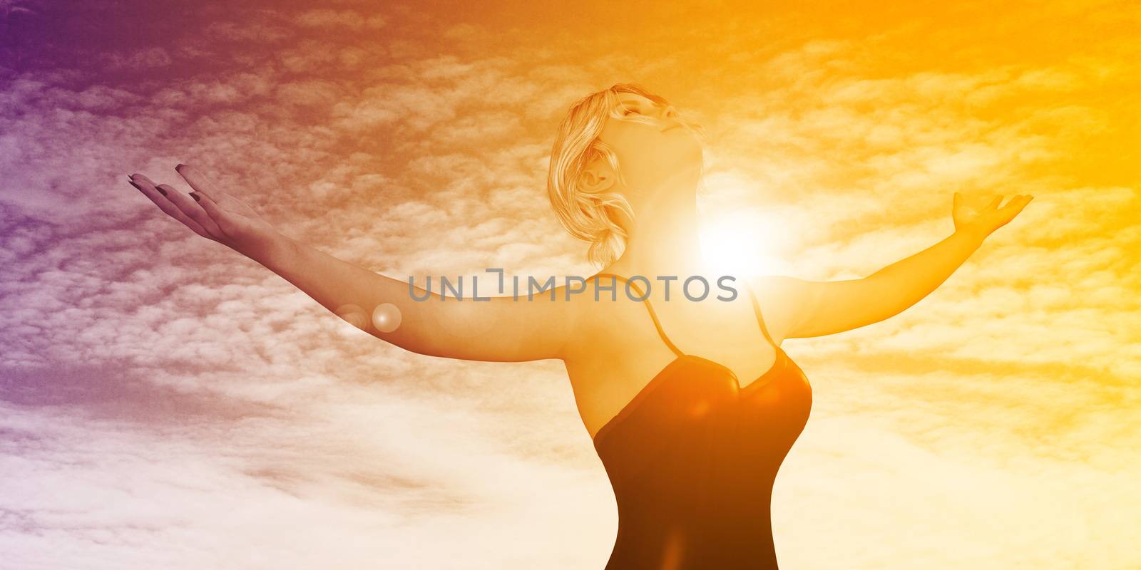Financial Freedom Concept with Lady Jumping in the Air