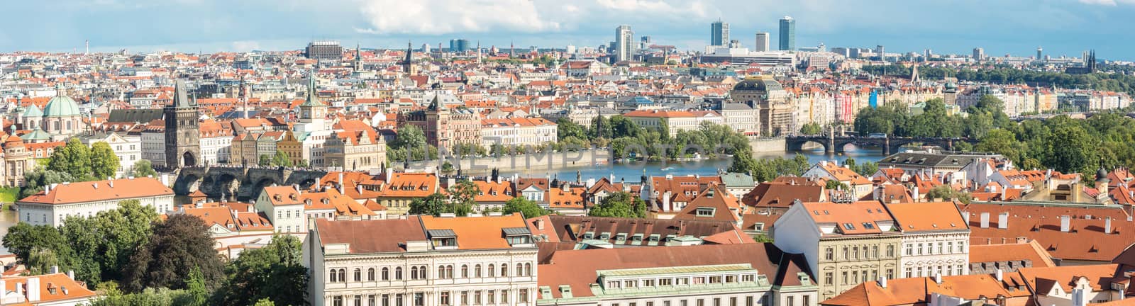 Aerial view of Prague cityscape, Czech Republic