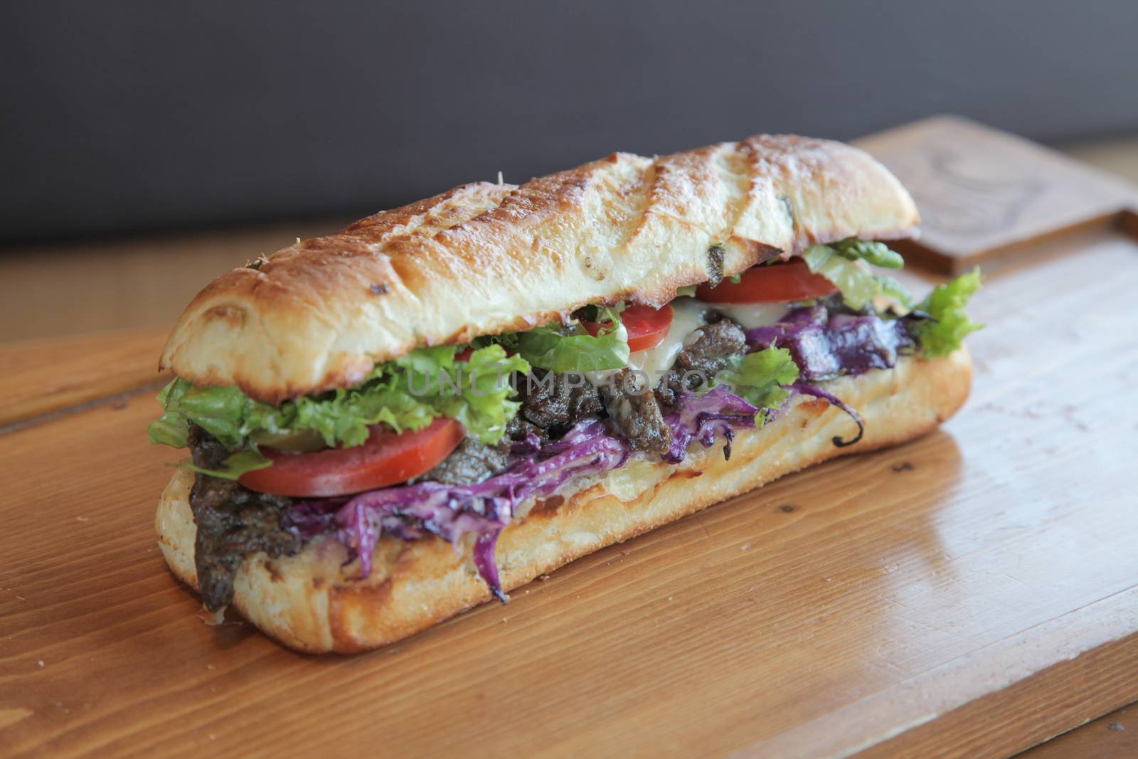 Delicious meaty beef and vegetable sandwich  by haiderazim