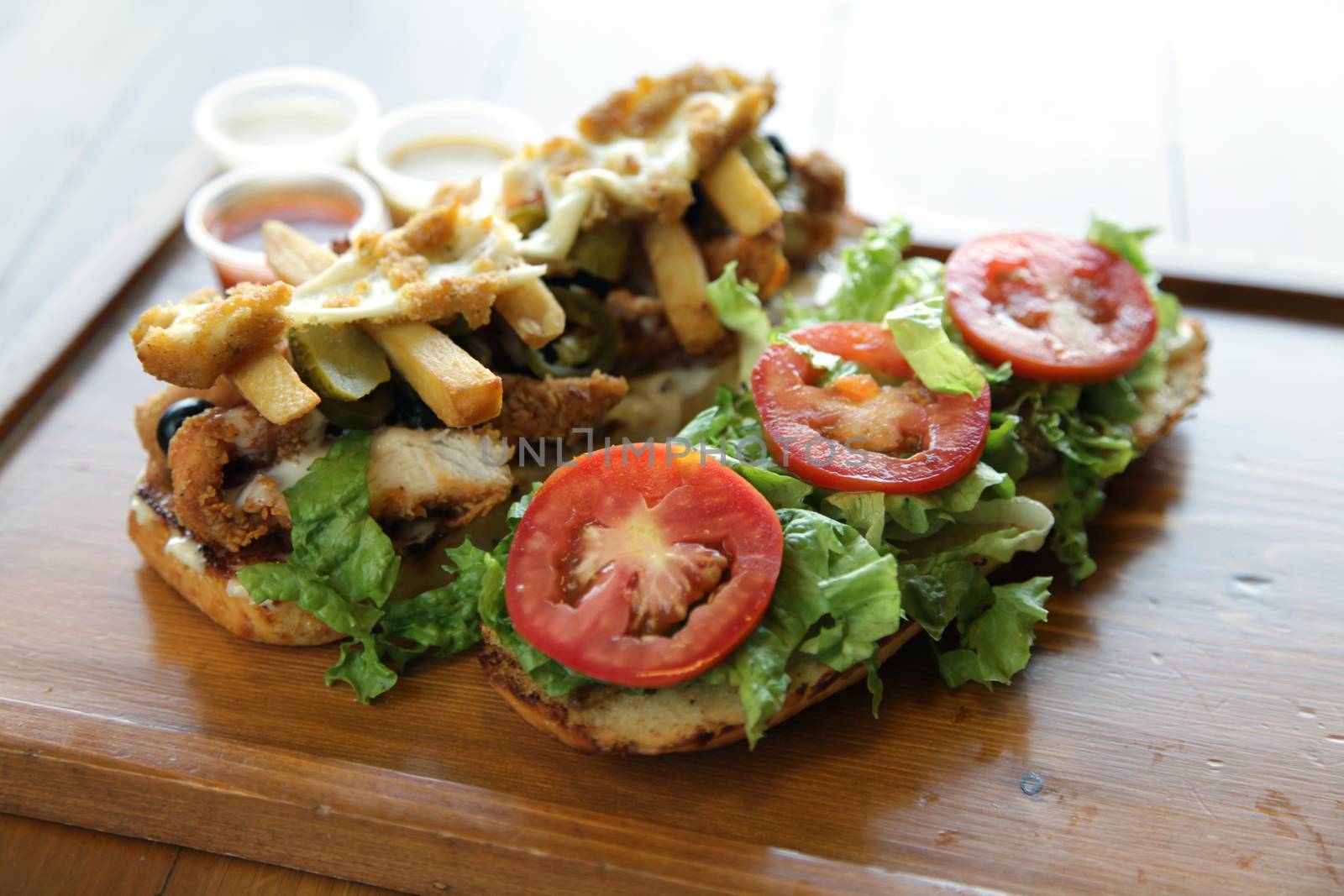 Delicious open face sandwich with sauces by haiderazim