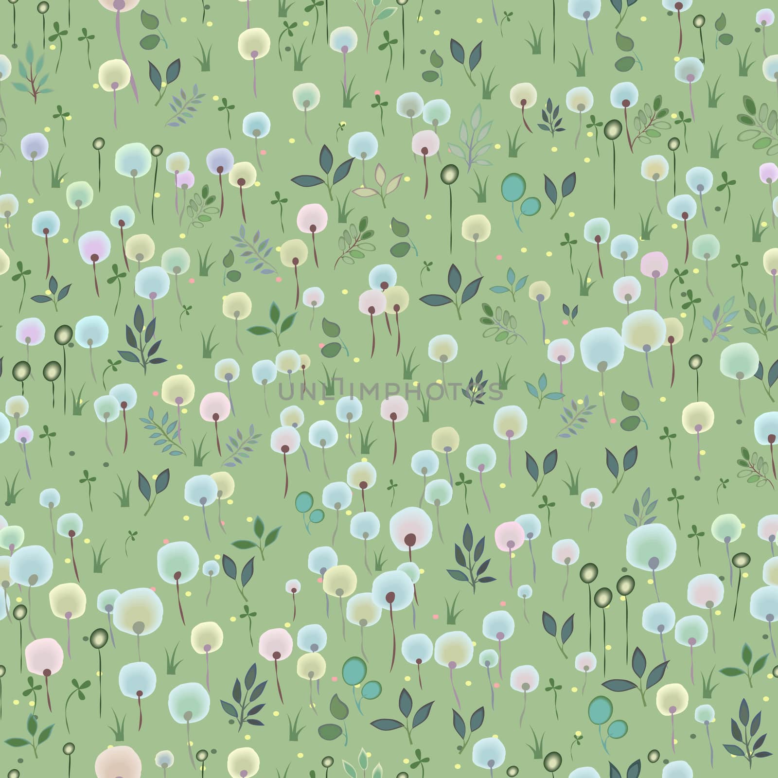 Watercolor Blossoming  Field. Seamless Pattern