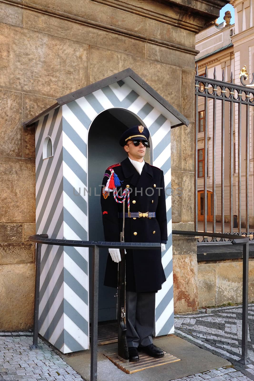 PRAGUE, CZECH REPUBLIC - NOVEMBER 13, 2012: The guard of honor guards at the presidential Palace in Prague castle.