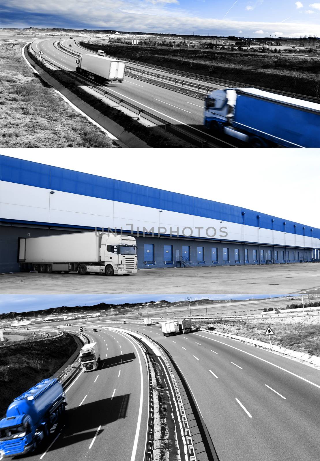 Trucks and transport. Highway and delivering.Warehouse