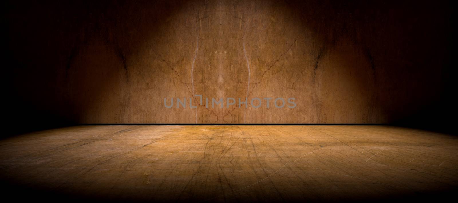 Wall and floor background illuminated by spotlight