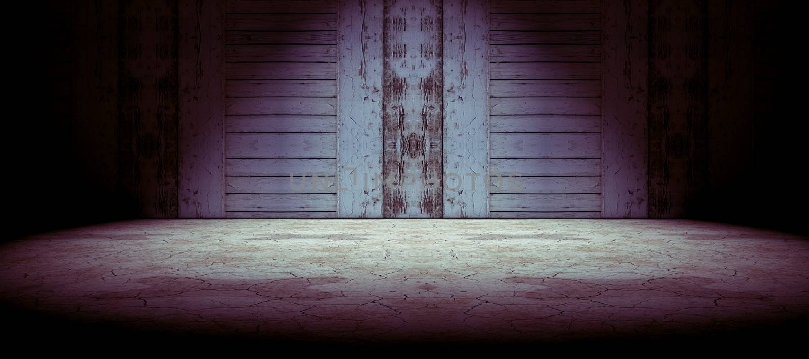 Wood door and cracked floor background