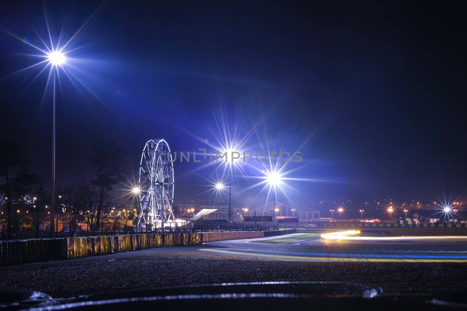FRANCE, Le Mans: Bugatti track is pictured at night during the 39th edition of Le Mans 24 Hours moto endurance race in Le Mans, France, on April 9, 2016.