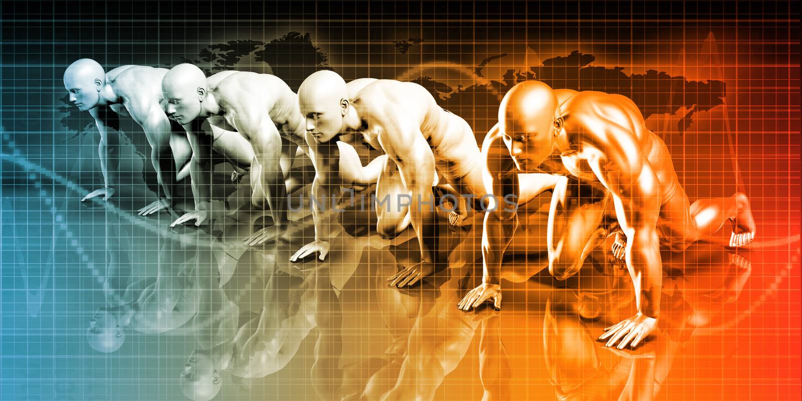 Futuristic Business Company with Robots Ready to Compete