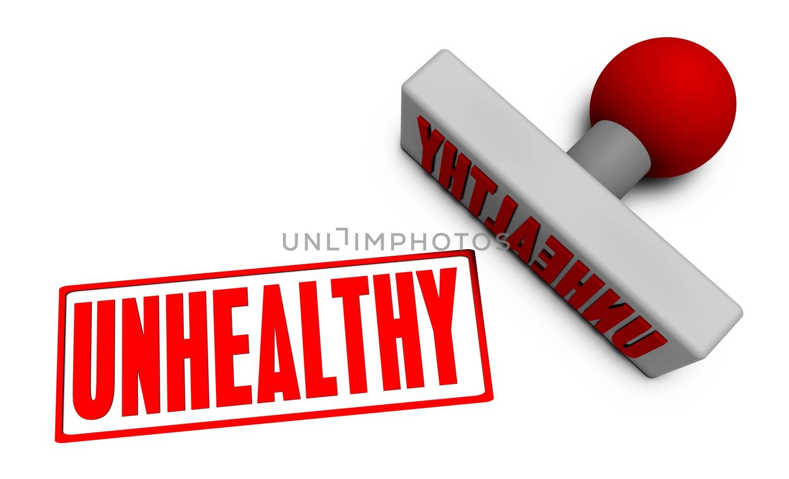 Unhealthy Stamp or Chop on Paper Concept in 3d