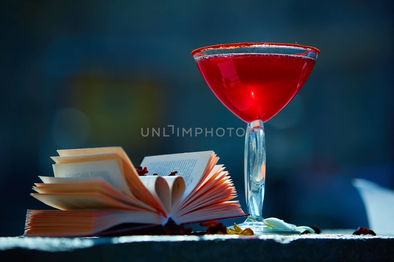 red cocktail with space for text. Shallow DOF