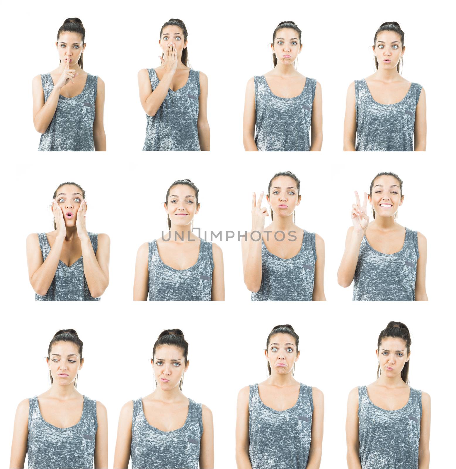 cute young woman in different expression collage by Trebuchet