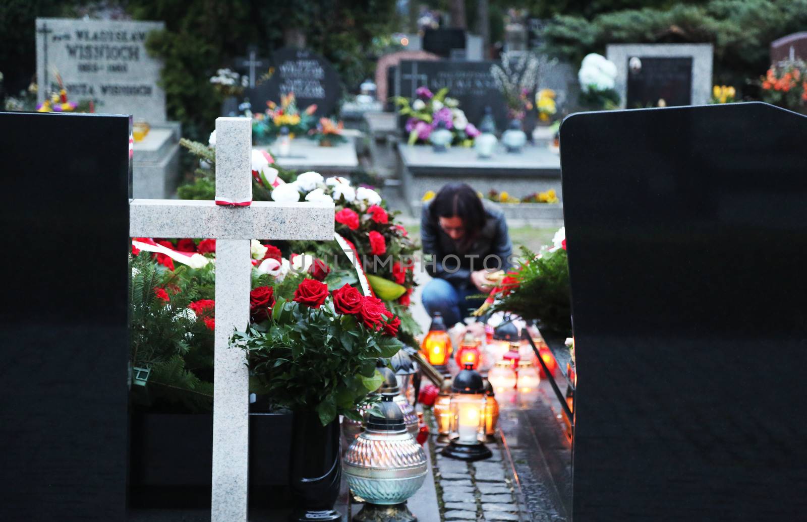 POLAND, Warsaw: Flowers are seen at the Slomensk monument at the commemoration ceremony of the Slomensk air crash at the Jozefa Oblubieńca church in Warsaw, Poland on April 10, 2016 during the sixth anniversary of the death of Polish President Lech Kaczynski and his wife Maria Kaczynska, who died along with 94 other political and military Polish elite when their plane crashed on April 10, 2010. 