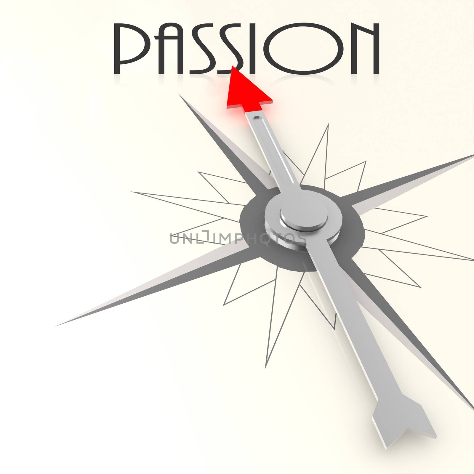 Compass with passion word image with hi-res rendered artwork that could be used for any graphic design.