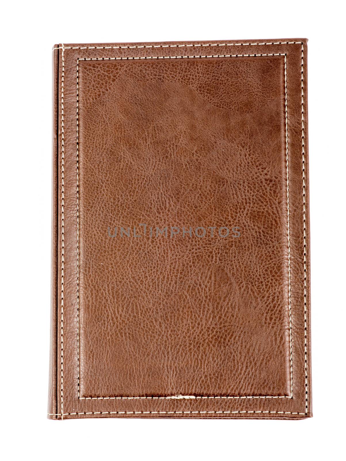 Leather daily planner on isolated white background