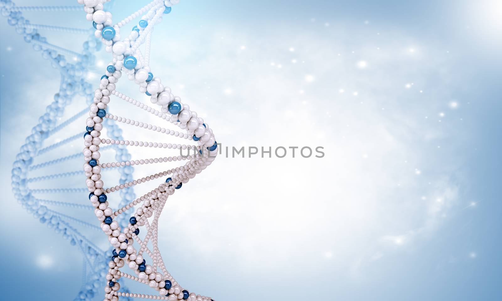 DNA molecule on blue background, science concept
