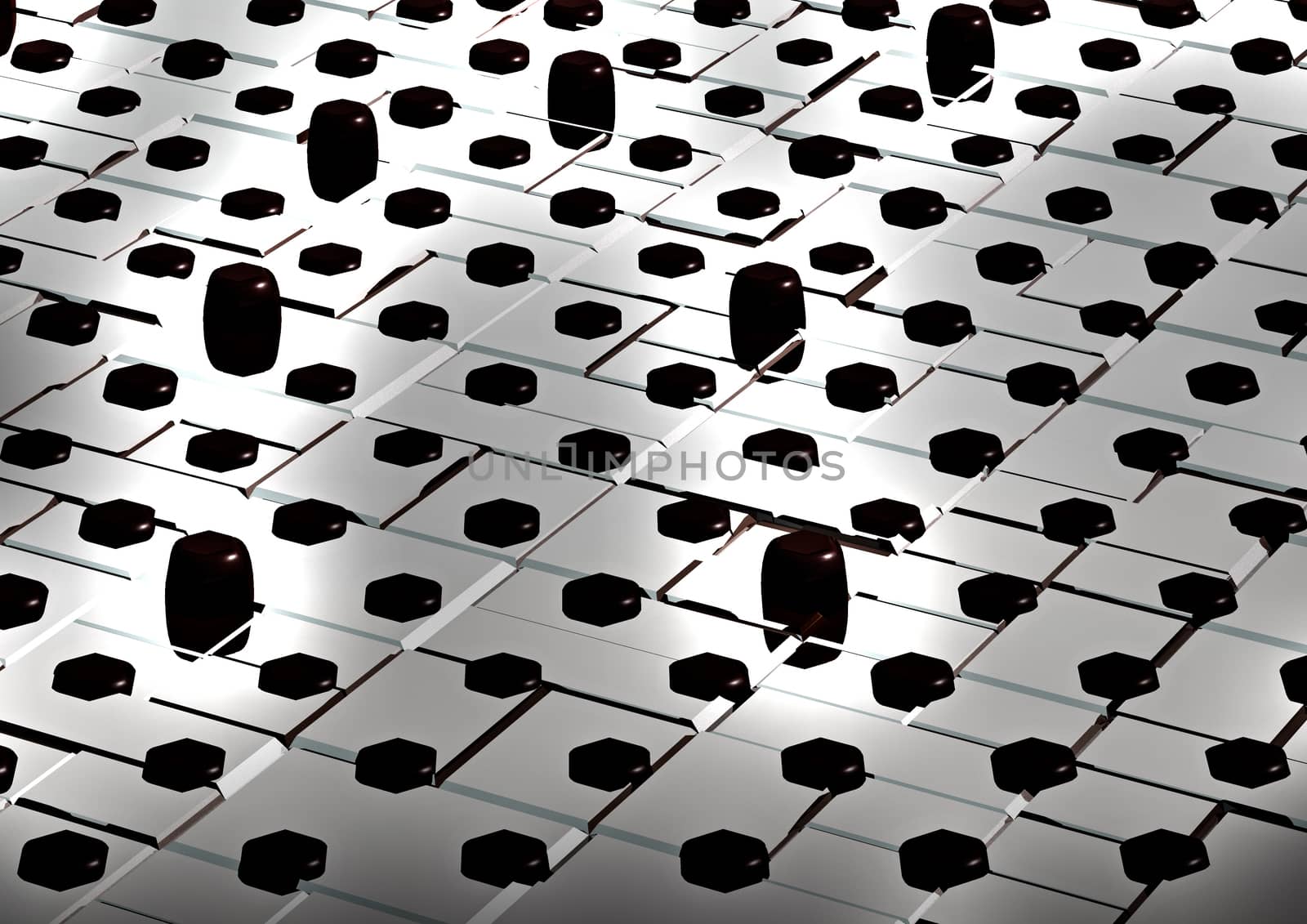 Abstract shape pattern metal background 3d rendered