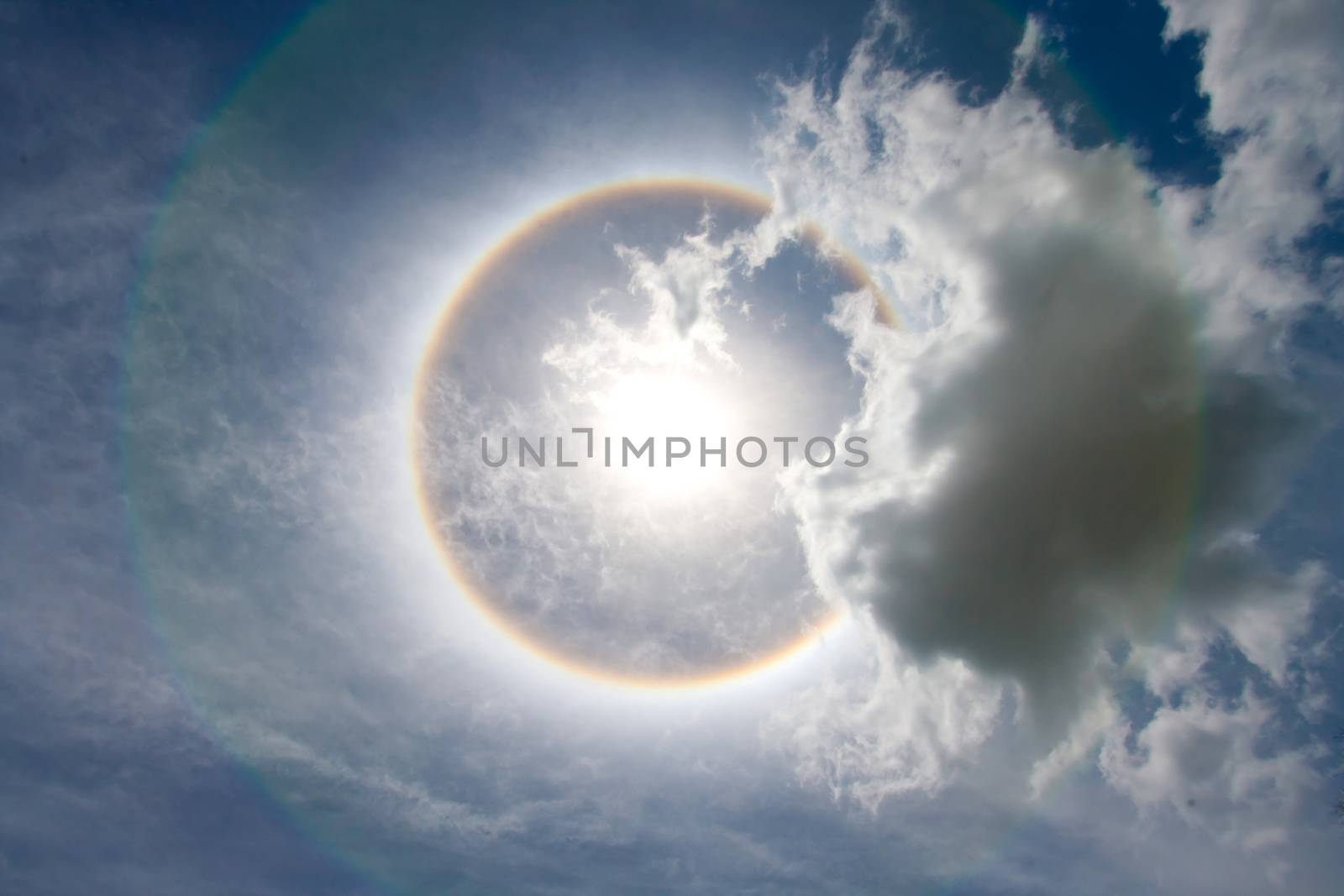 Sun with circular rainbow - sun halo