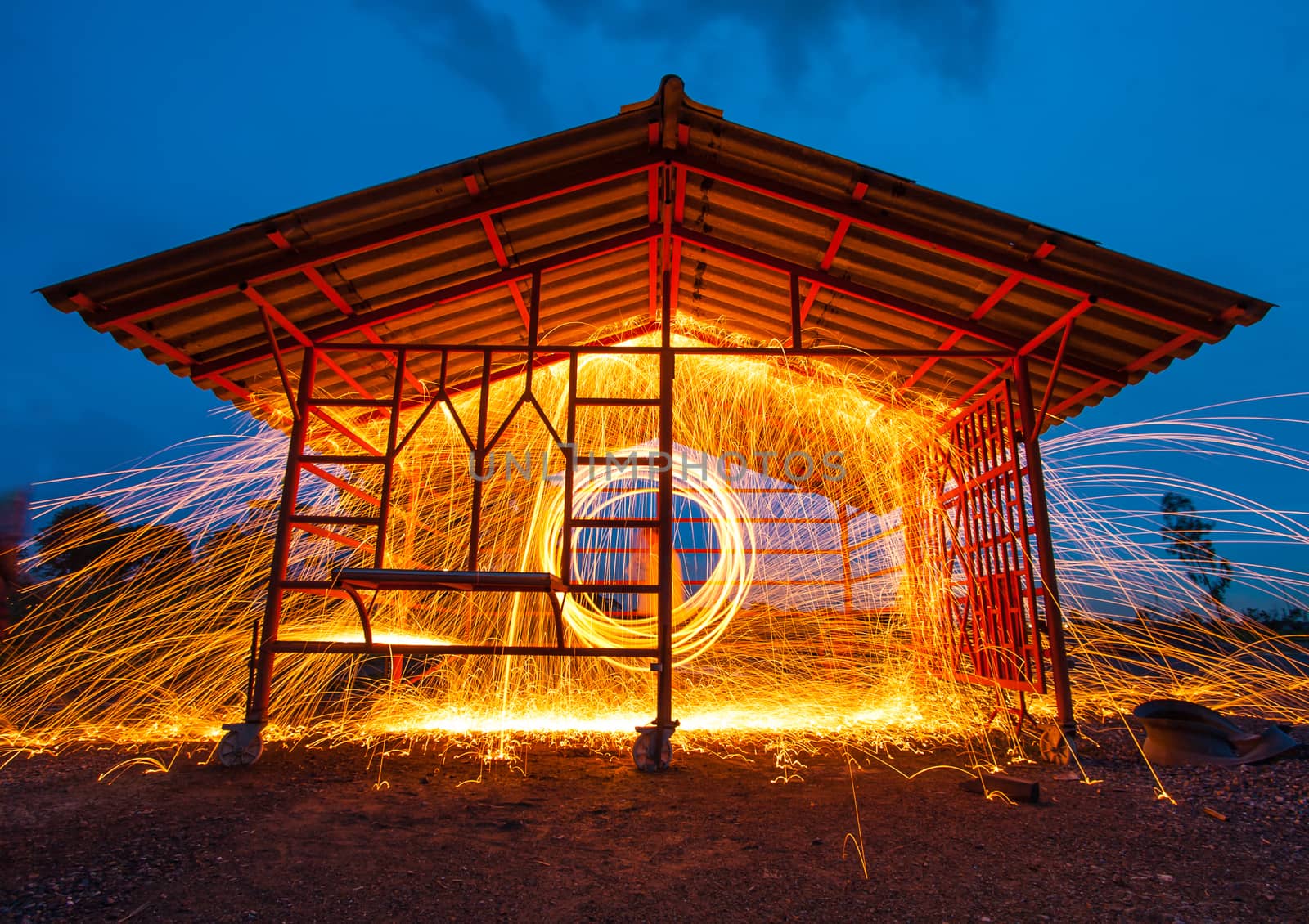 Burning steel wool fireworks by pkproject