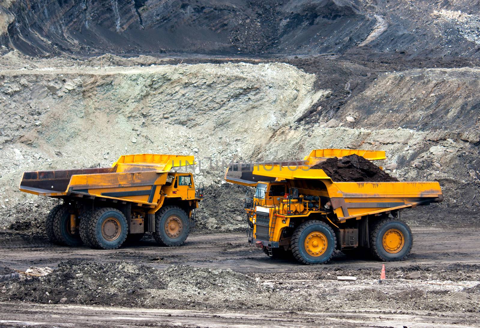 big mining truck unload coal