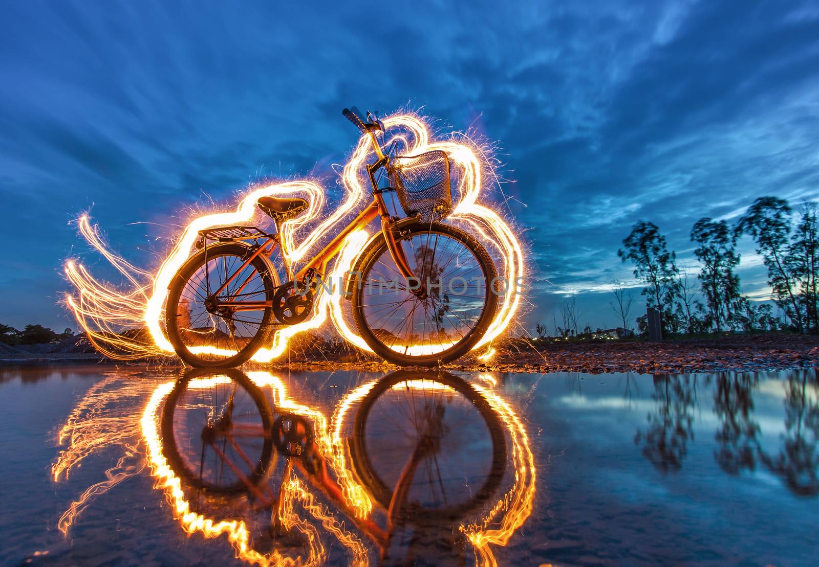 bicycle light painting reflection