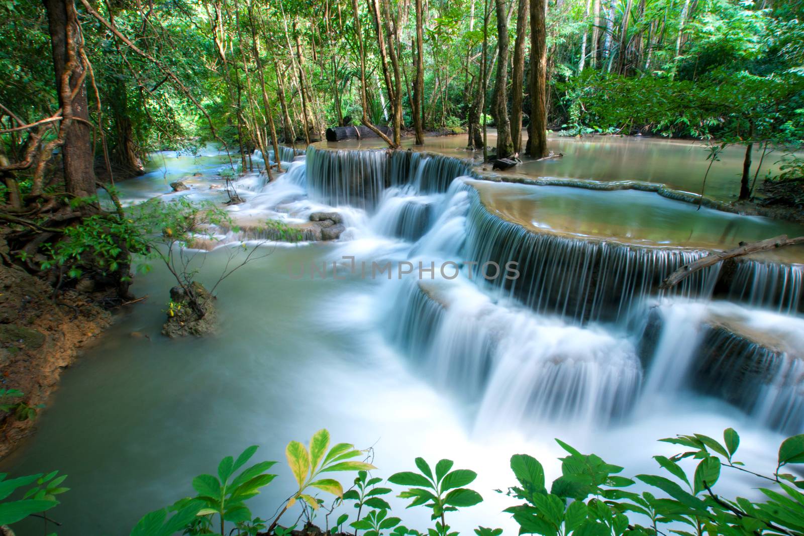 Huai Mae Kamin Waterfall in Kanchanaburi Province, Thailand