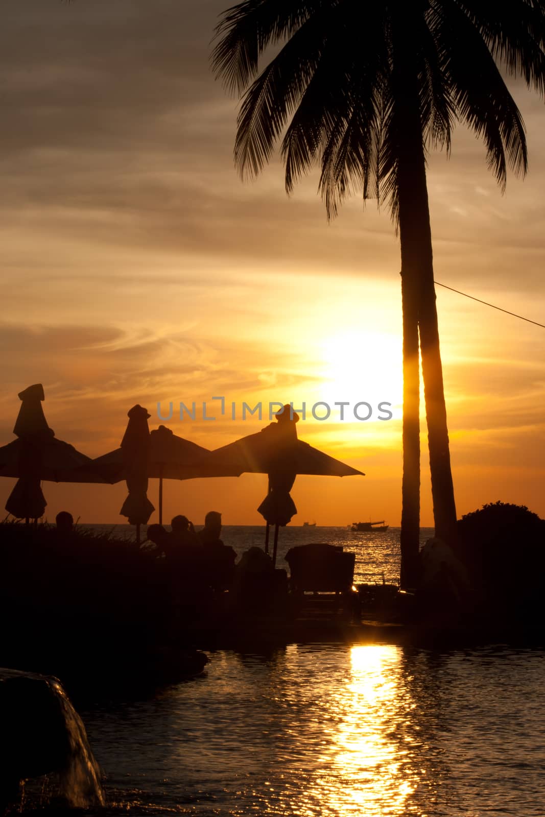 Beautiful sunset at a beach resort