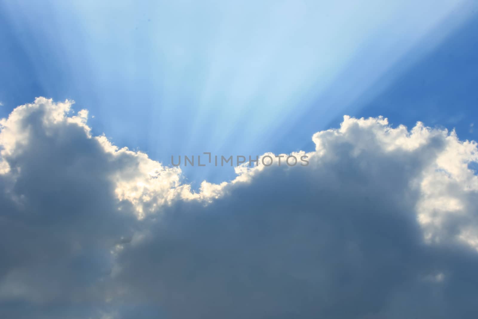 Sky and cloud with sunray, sunbeam