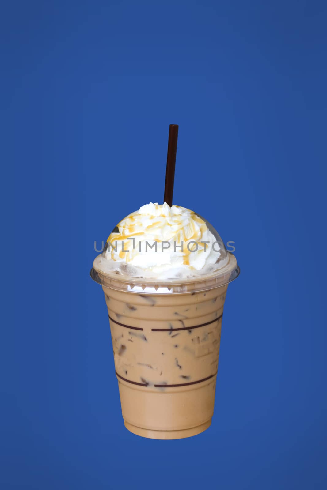 a cup of coffee isolated on blue background